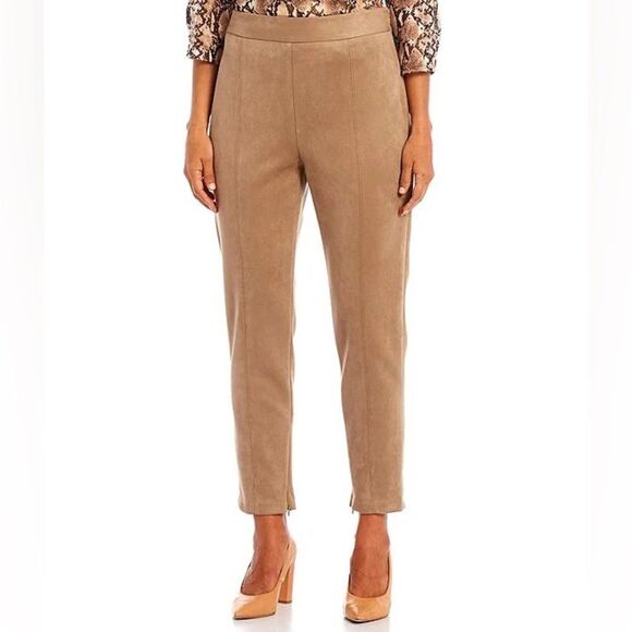Preston & York Pant 18 Tan Faux Suede Straight Leg High Rise Ankle Length NWT - Picture 1 of 7
